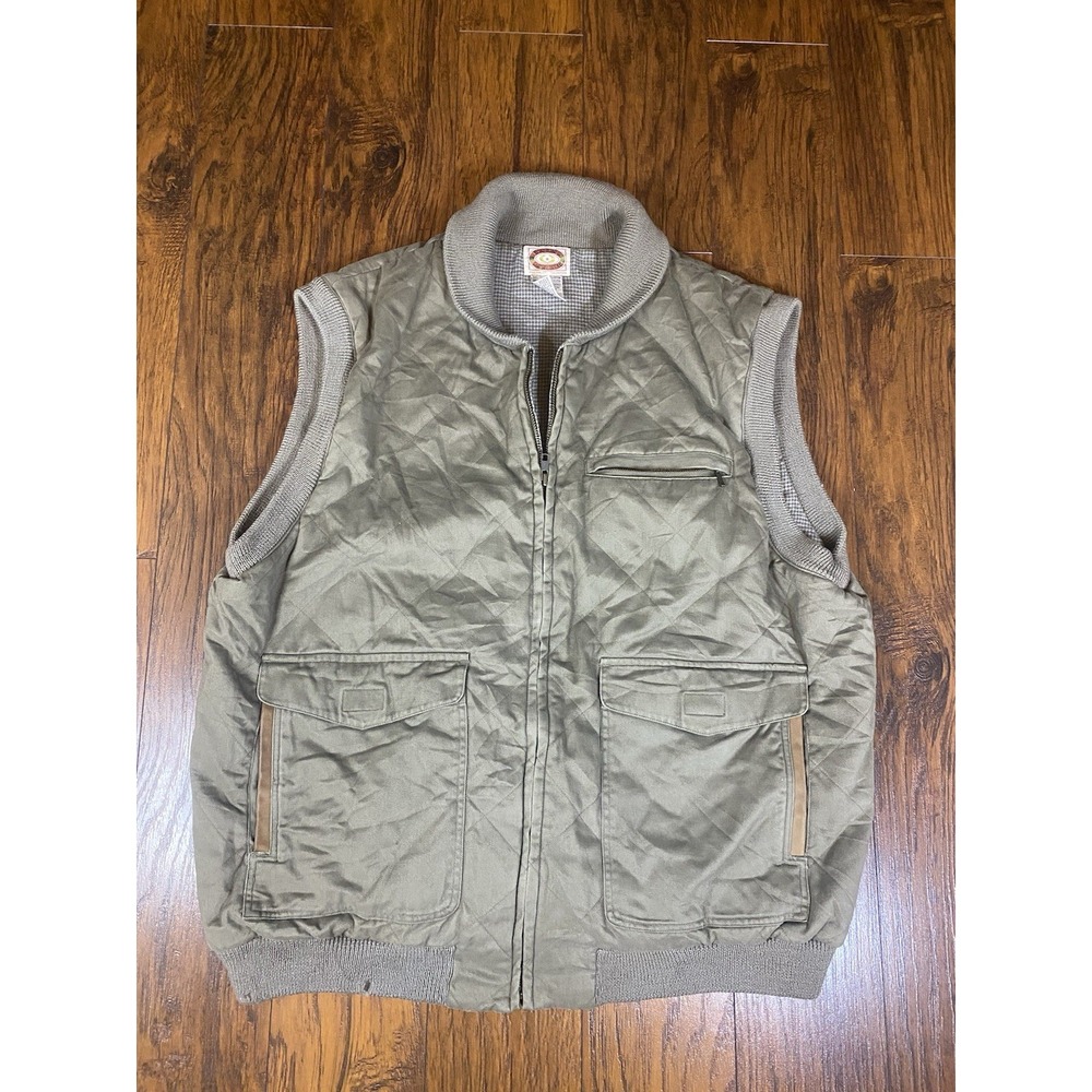 Vintage Banana Republic Safari Vest Mens XL Quilted Cotton Wool Trim Olive Green - Picture 1 of 13